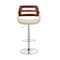 Armen Living Karter Adjustable Cream Faux Leather and Walnut Wood Bar Stool with Chrome Base LCKTBAWACR - alternate 6